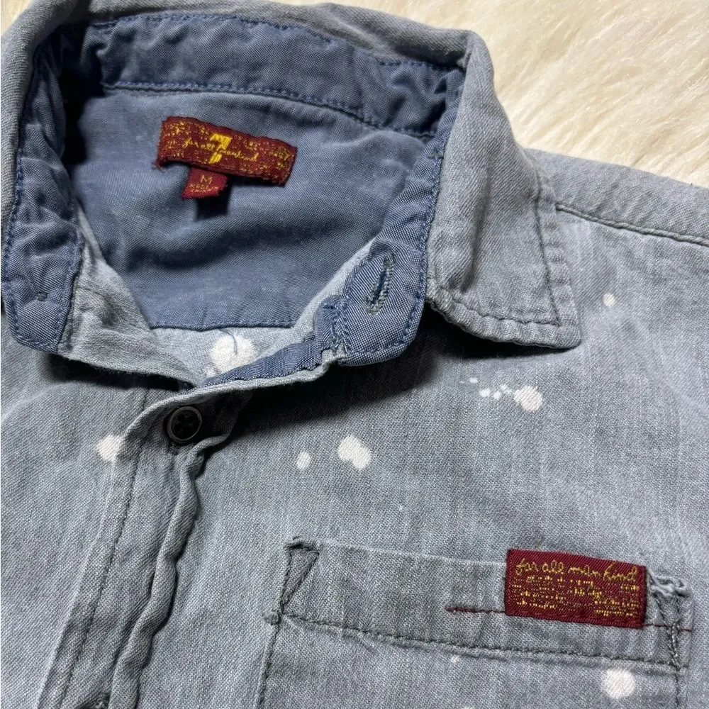 Boys 7 for all Mankind Acid Wash Button Up Top size Medium